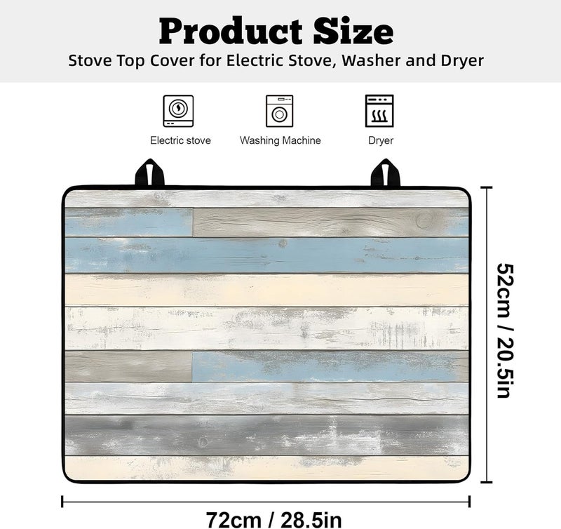 AOHMPT Multi-Design Stove Top Cover for Glass/Electric Stoves - 3-in-1 Heat-Resistant Protector Mat, Non-Slip Drying Rack 28"x20" (Wood Grain, 28" L x 20" W) - Image 2